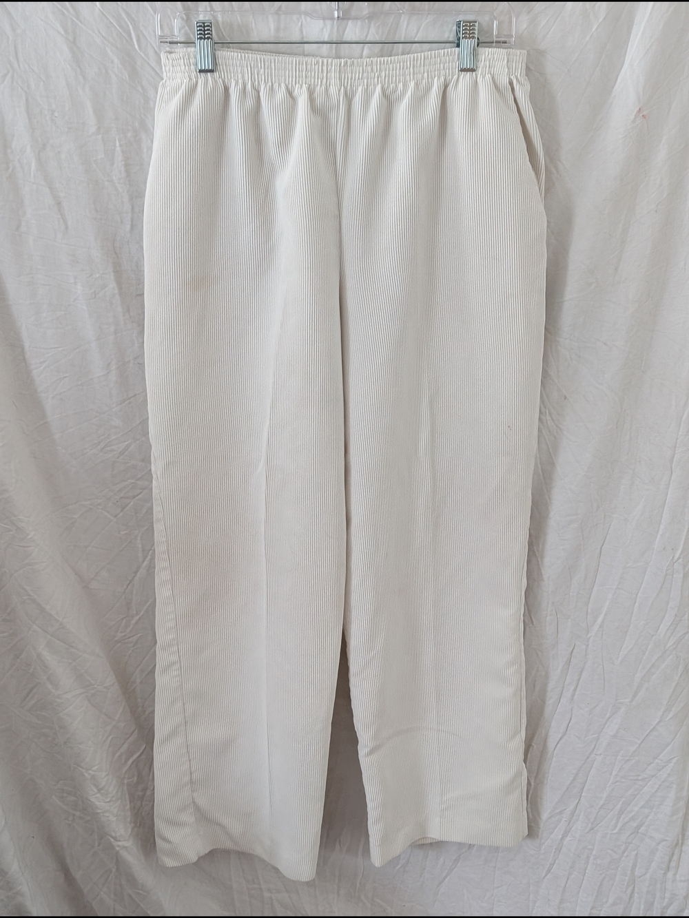 Alfred Dunner Off-White Wide-Leg Corduroy Pants